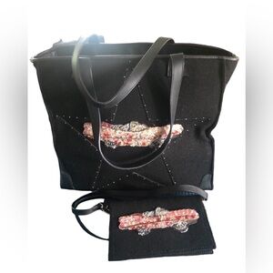 Michael Simon Pink Cadillac Felted Rockabilly Retro Satchel Purse Tote Wristlet